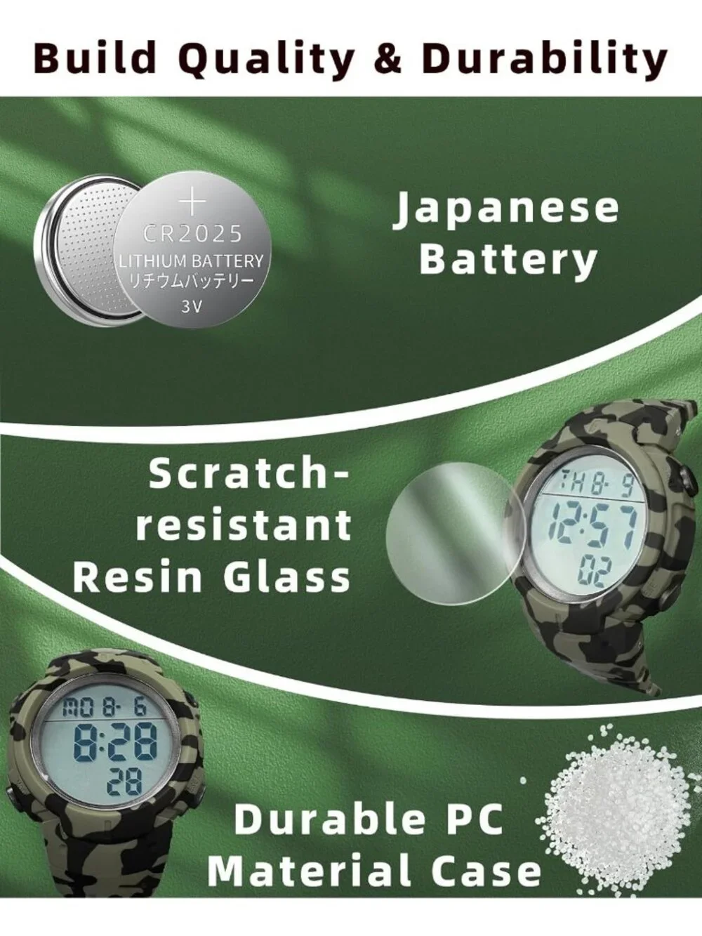 Waterproof Sport Digital Watch for Men, Referee Stopwatch, Fitness Tracker